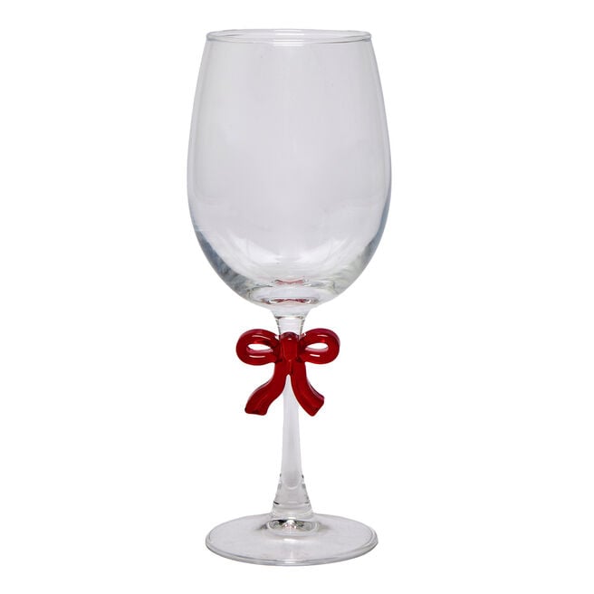 Christmas Bow Wine Glass