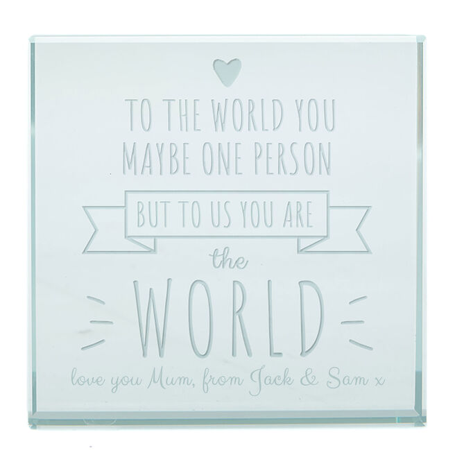 Personalised Engraved Glass Token - You Are The World