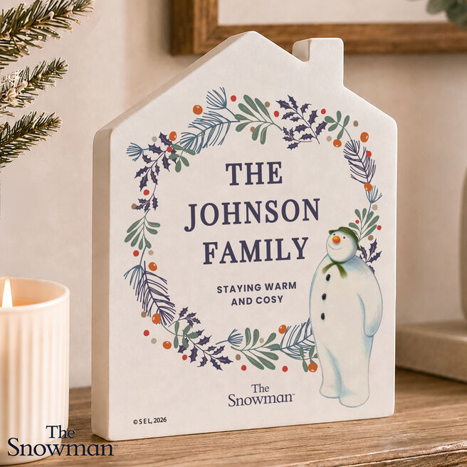 Personalised The Snowman Countdown to Christmas Wooden House Decoration