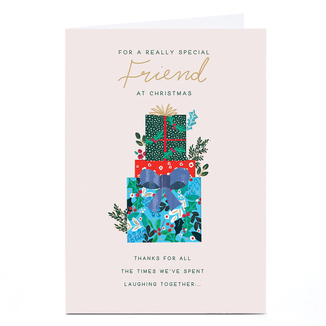 Personalised Christmas Card - Pile of Presents, Friend