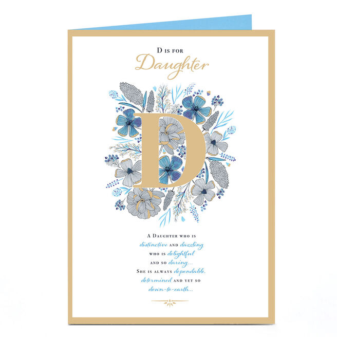 Personalised Birthday Card - D Is For Daughter