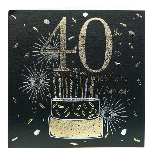 Platinum Collection 40th Birthday Card - Black & Gold