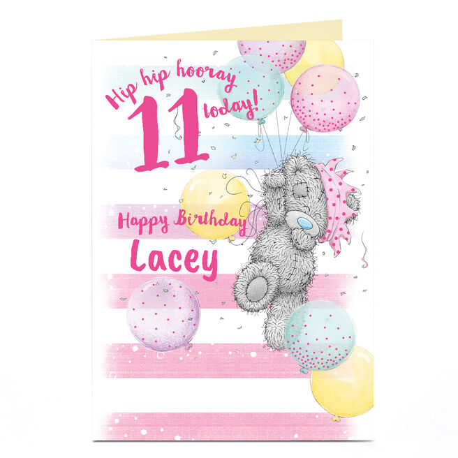 Personalised Tatty Teddy 11th Birthday Card - Hip Hip Hooray, 11 Today