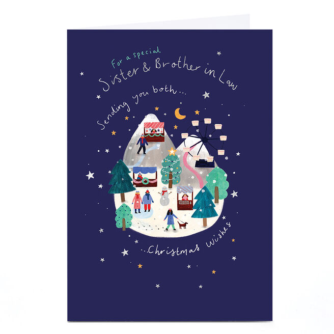 Personalised Christmas Card - Christmas Market Scene, Sister & Brother-in-Law
