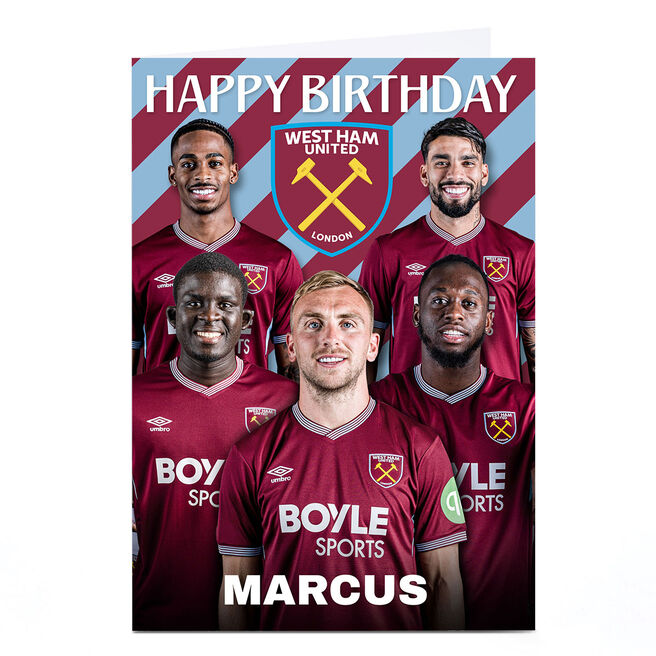 Personalised Football Birthday Card - West Ham Happy Birthday 
