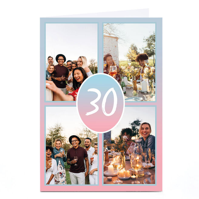 Photo Birthday Card - Pink Gradient, Editable Age