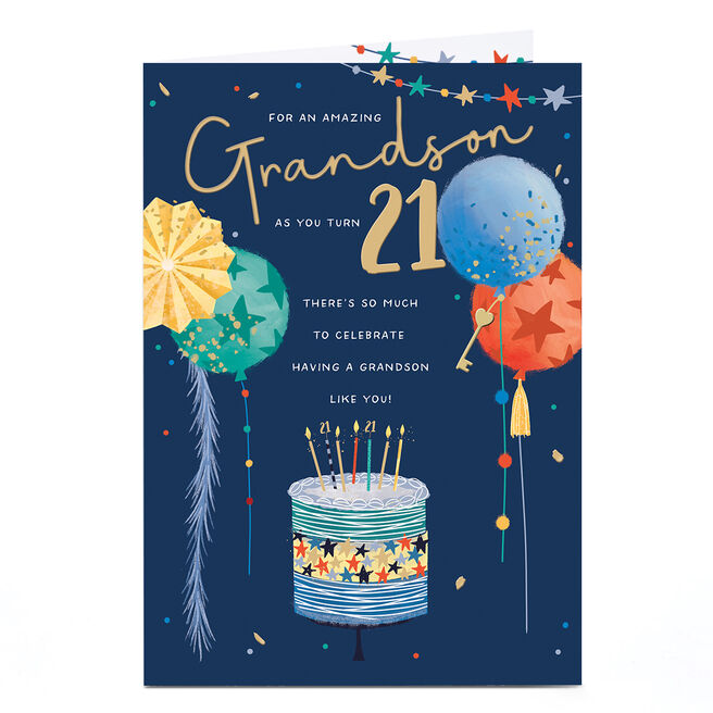 21st Birthday Card - So Much To Celebrate, Grandson