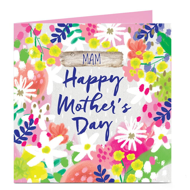 Personalised Mother's Day Card - Colourful Flowers, Mam