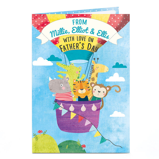 Personalised Father's Day Card - Animal Hot Air Balloon