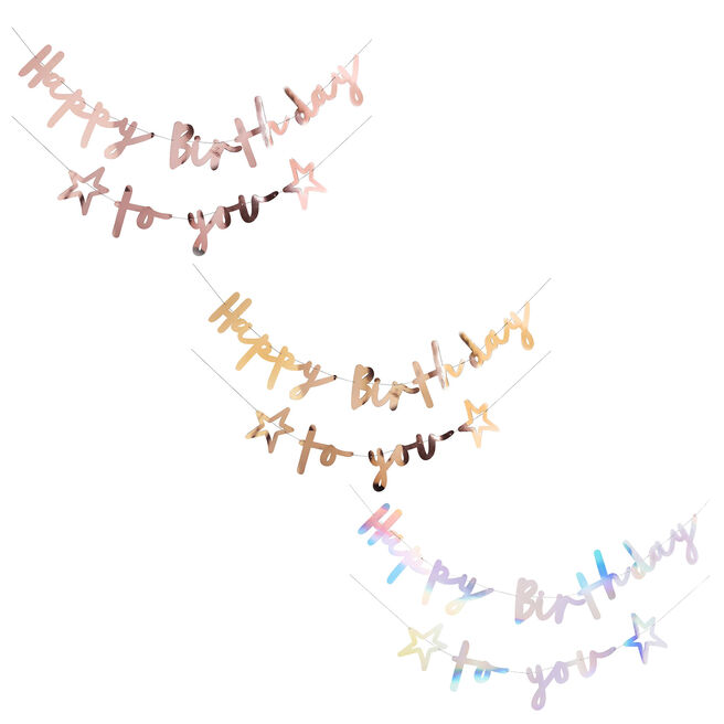 Metallic Happy Birthday To You Card Banner (3 Colour options)