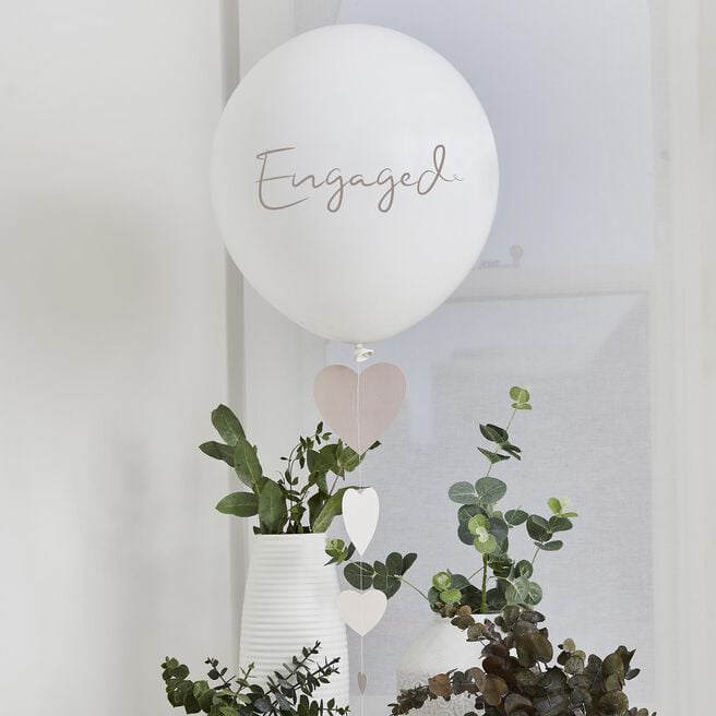 Engaged 18-Inch Latex Balloon & Trailing Heart Tail