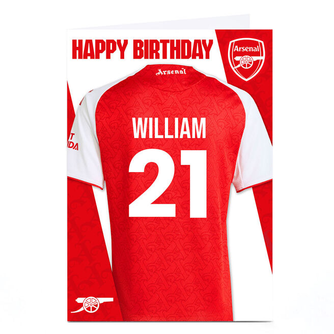 Personalised Football Birthday Card - Arsenal Shirt and Number