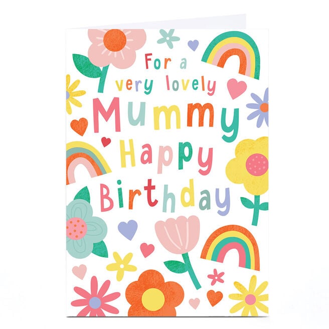 Birthday Card - Bright Rainbow Flowers, Mummy