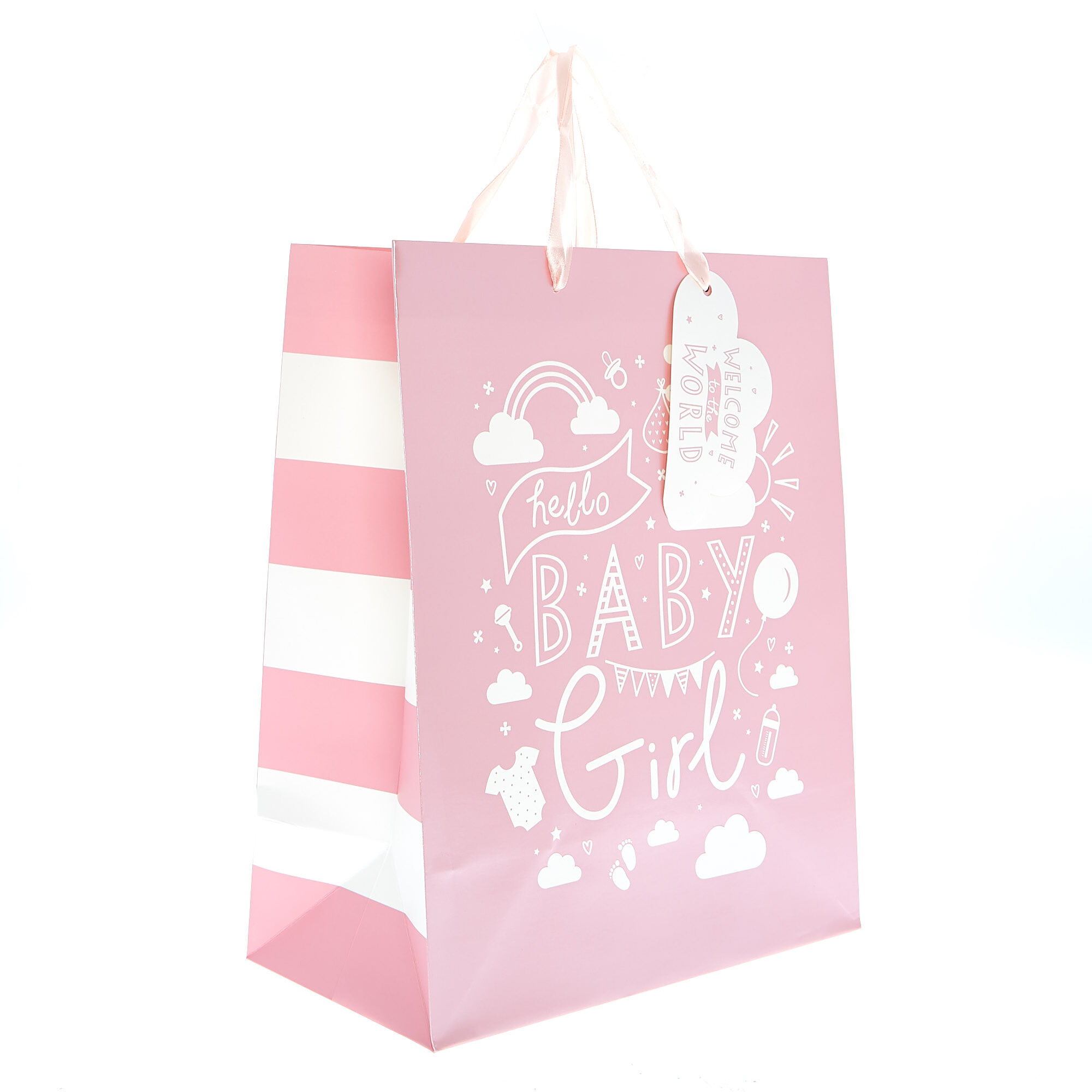 Pink Newborn Baby Girl Luxury Gift Bag Paper Salad Elephant Medium Giftbag 
