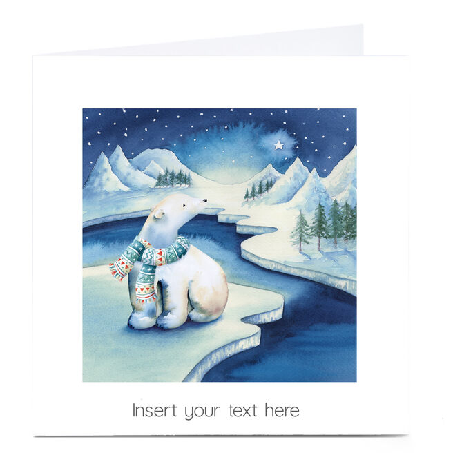 Personalised Christmas Card - Polar Bear on an Arctic Night