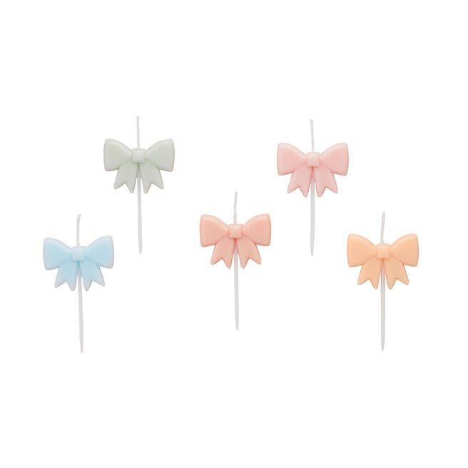 Pastel Bow Cake Candles - Pack of 5