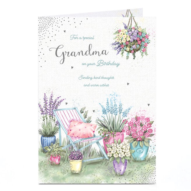 Birthday Card - Flower Pots Garden, Grandma