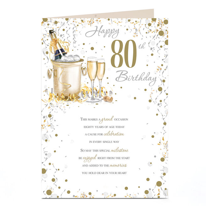 80th Birthday Card - Grand Occasion Champagne