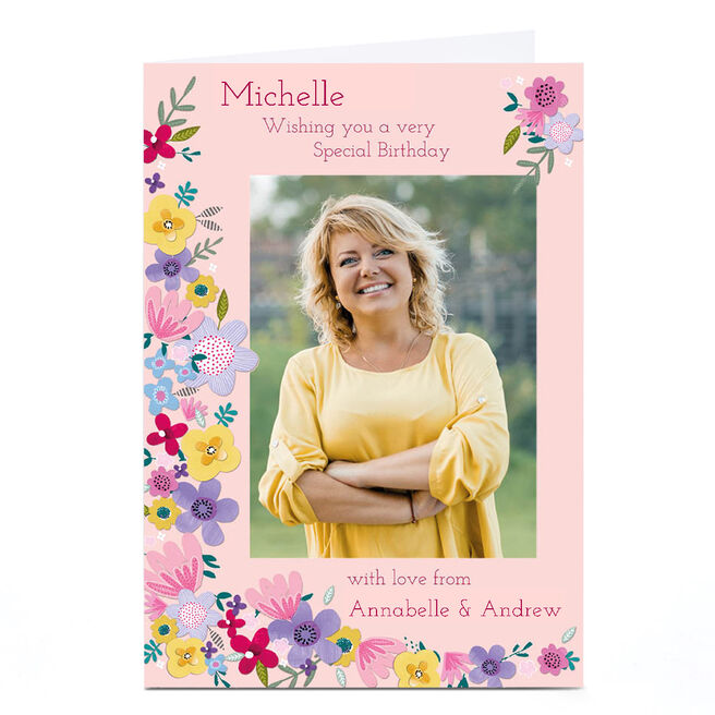 Photo Kerry Spurling Birthday Card - Multicolour Flowers
