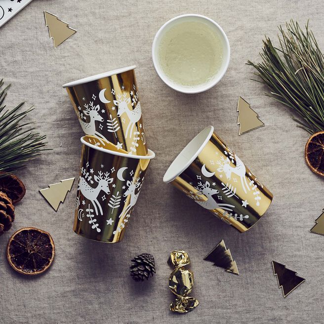 Reindeer Paper Cups - Pack of 8