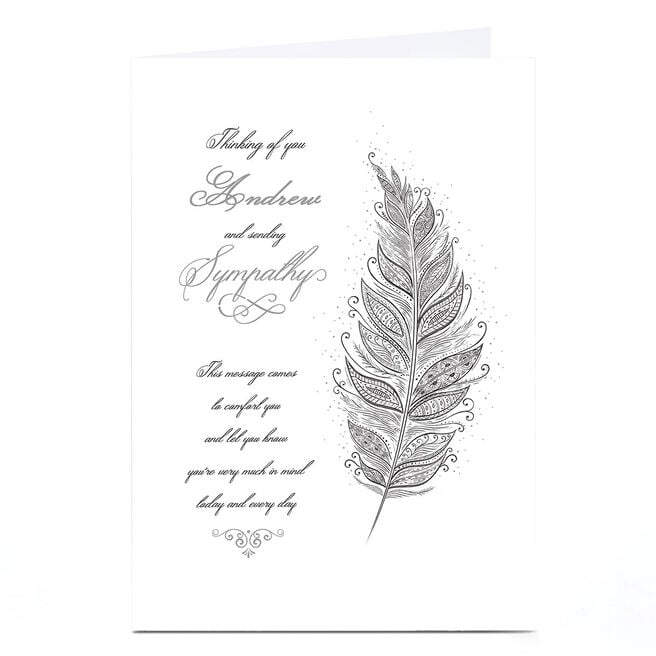 Personalised Sympathy Card - Ornate Feather