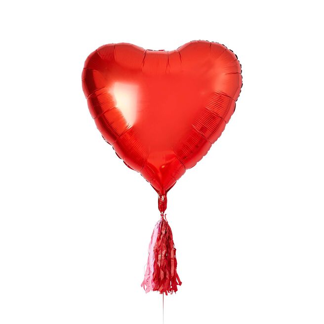 Red Giant Heart 32-Inch Foil Balloon With Tassels