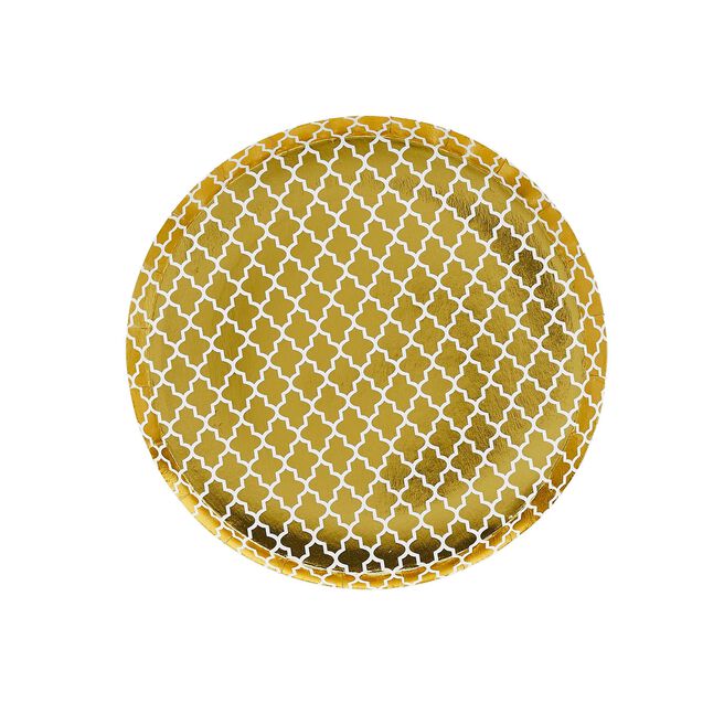 Eid Mubarak Gold Small Paper Plates - Pack of 8