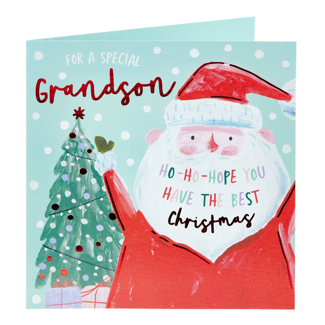 Grandson Santa Ho Ho Ho Christmas Card