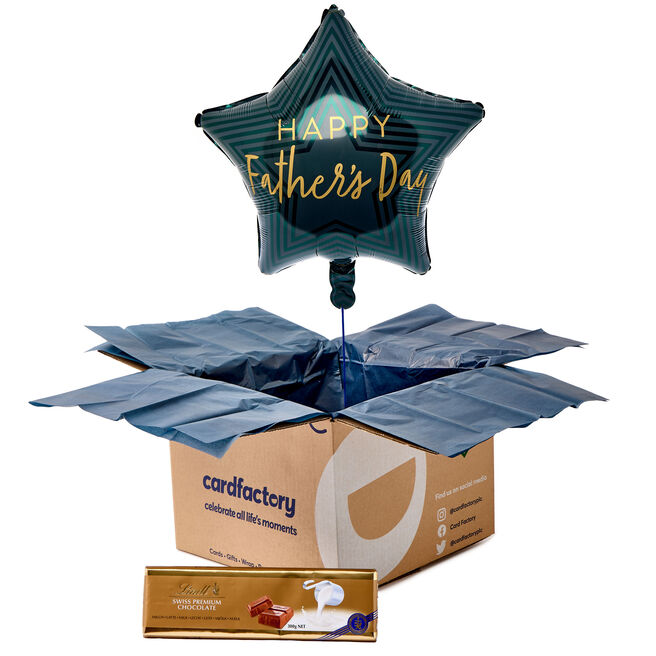 Happy Father's Day Star Balloon & Lindt Chocolate Bar - PRE-ORDER FOR FATHER'S DAY!