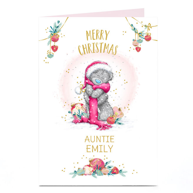 Personalised Tatty Teddy Christmas Card - Bear in Scarf, Auntie