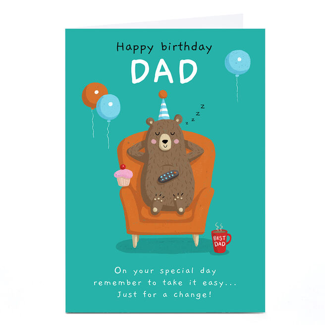 Personalised Dumpling Green Birthday Card - Dad Bear
