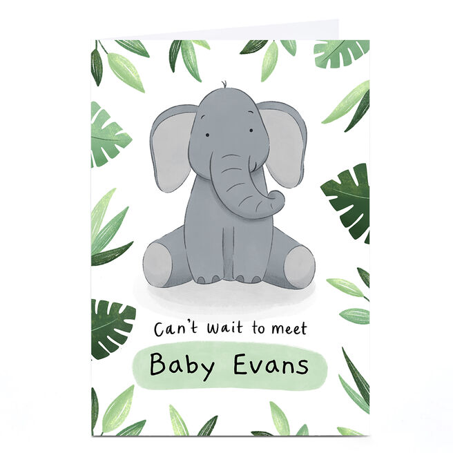 Personalised Chloe Fae New Baby Card - Elephant