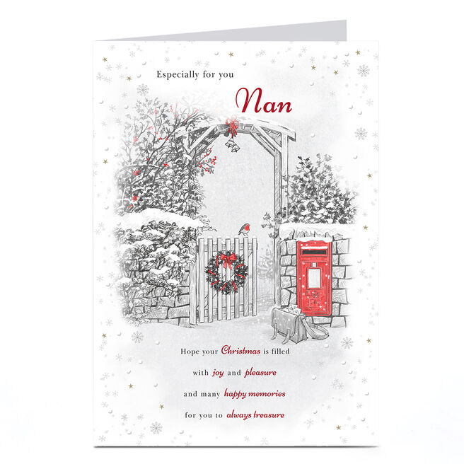 Personalised Christmas Card - Garden Gate, Nan