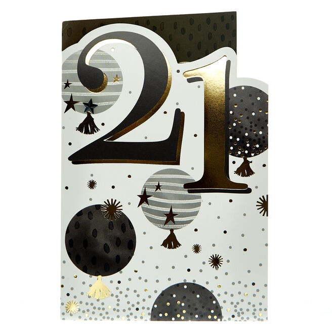 21st Birthday Card - Black & Gold
