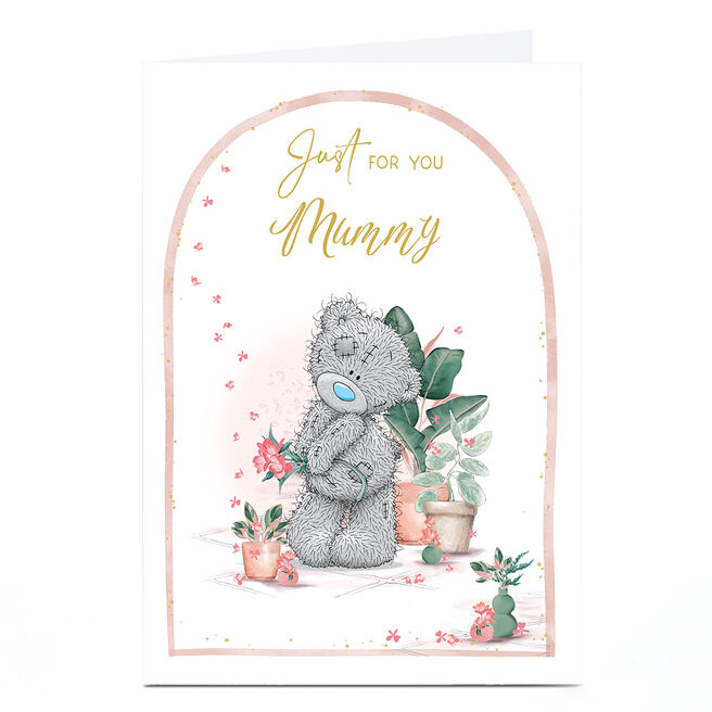 Personalised Tatty Teddy Mother's Day Card - Teddy with Flowers, Mummy