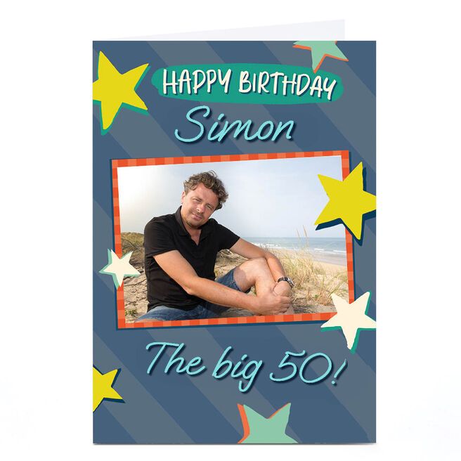 Photo 50th Birthday Card - The Big 50 Stars