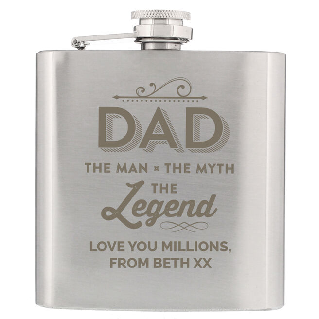 Personalised Hip Flask - Dad The Legend