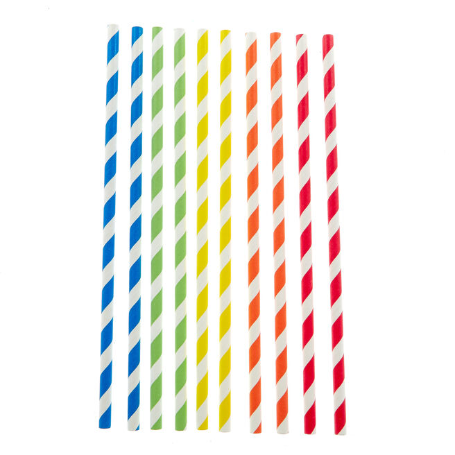 Striped Paper Straws - Pack of 40 Assorted
