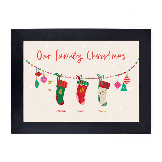 Personalised Family of 3 Christmas Print - 3 Stockings