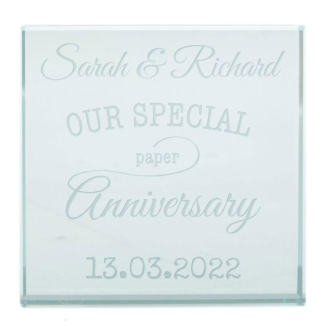 Personalised Engraved Glass Token - Our Special Paper Anniversary