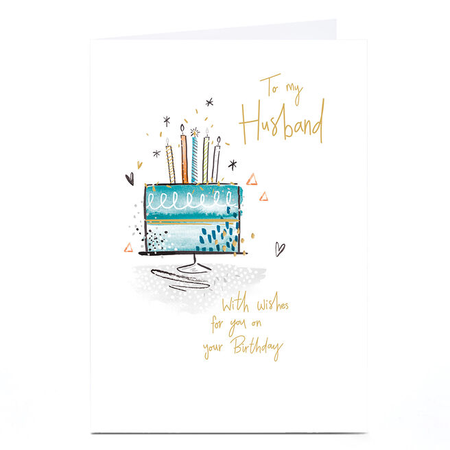 Birthday Card - Birthday Cake Wishes To My Husband