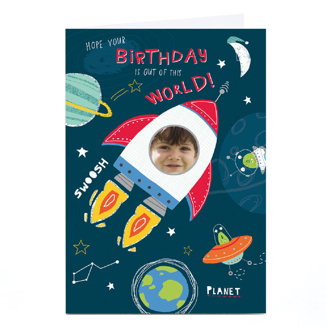 Photo Cory Reid Birthday Card - Out of This World Rocketship