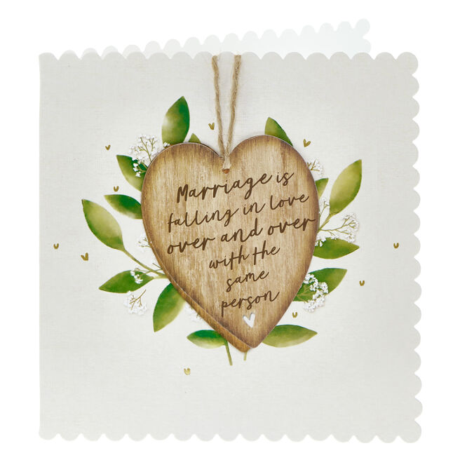 Wooden Heart Marriage Is Wedding Card