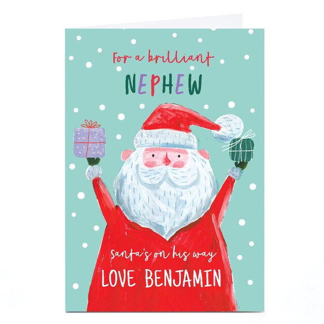 Personalised Christmas Card - Santa's on His Way, Nephew