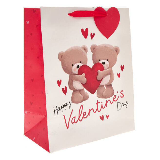 Large Portrait Hugs Bear Happy Valentine's Day Gift Bag