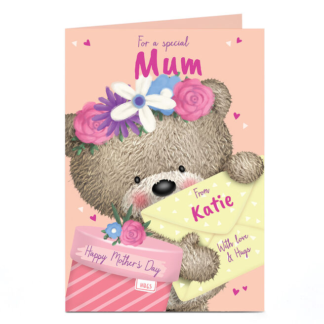 Personalised Hugs Bear Mother's Day Card - With Love, Mum