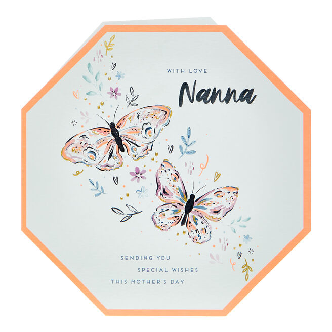 Nanna Octagon Butterflies Mother's Day Card