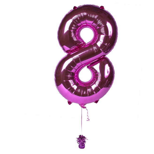 Large Pink Number 8 Inflated Balloon Arrangement 