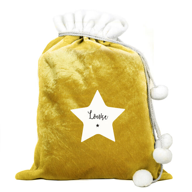 Personalised Star Luxury Pom-Pom Gold Sack