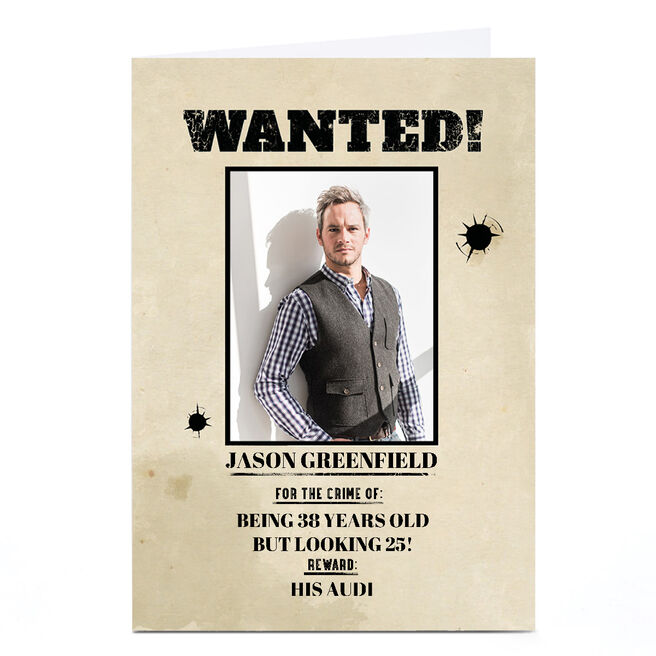 Photo Birthday Card - Wanted Poster